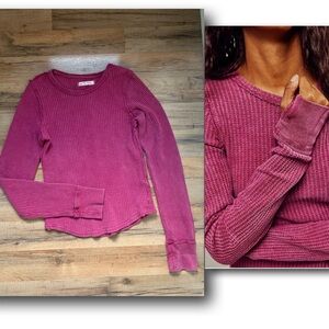 Free People  Roll With It Thermal Shirt Medium EUC